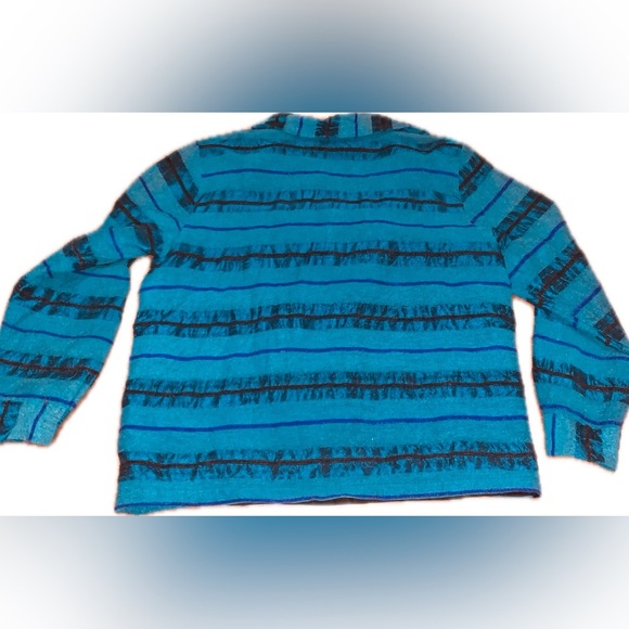 Vintage Coldwater Creek Silk Button Down Teal Hippie Top Jacket Duster M Petite - Picture 7 of 8